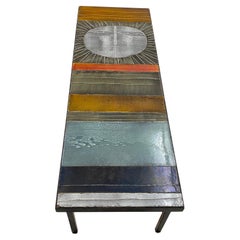 Roger Capron Large "Table au soleil" Steel and Ceramic Tiles Vallauris France 