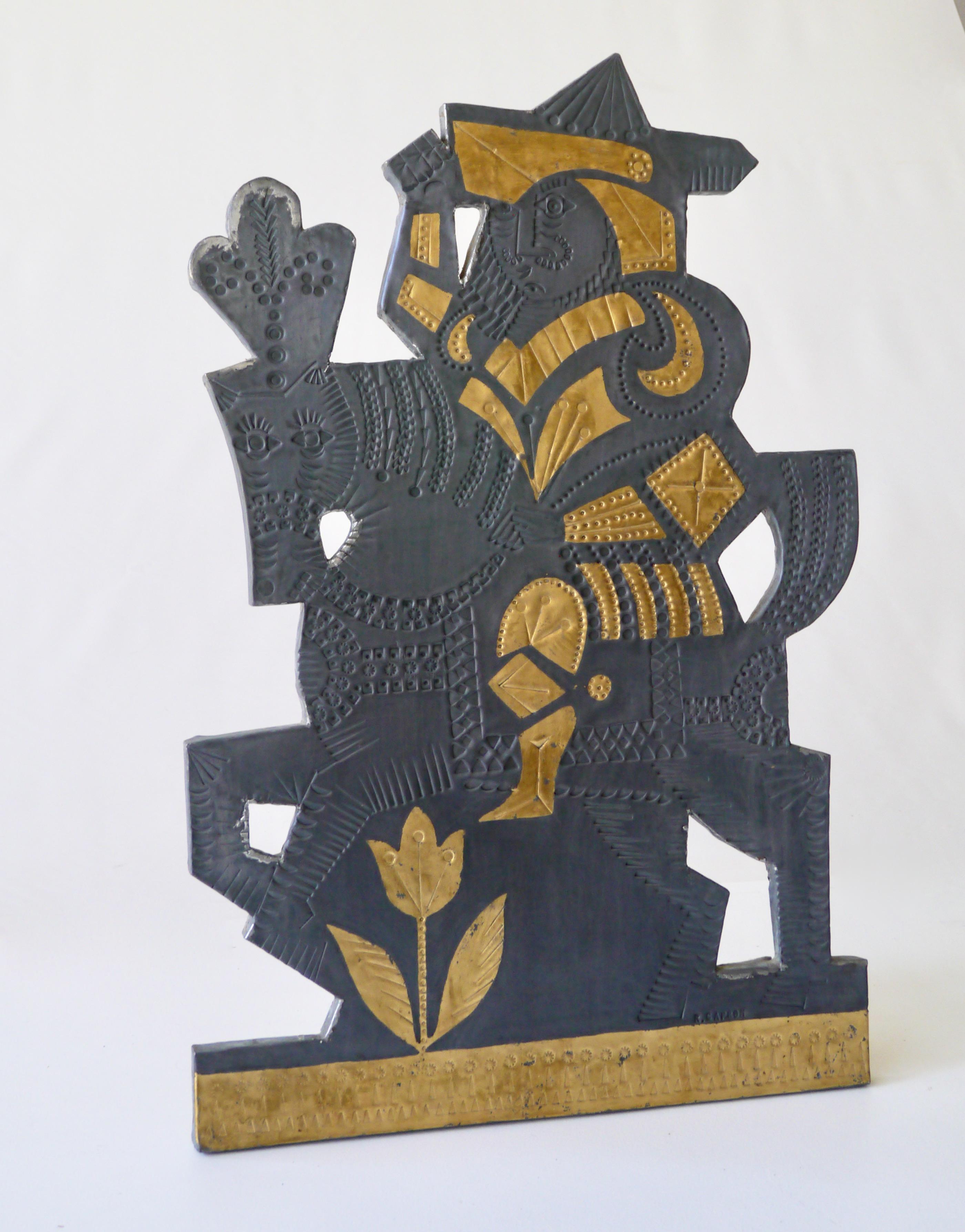 Spanish Colonial Roger Capron, Lead Decorative Panel, France, circa 1970 For Sale
