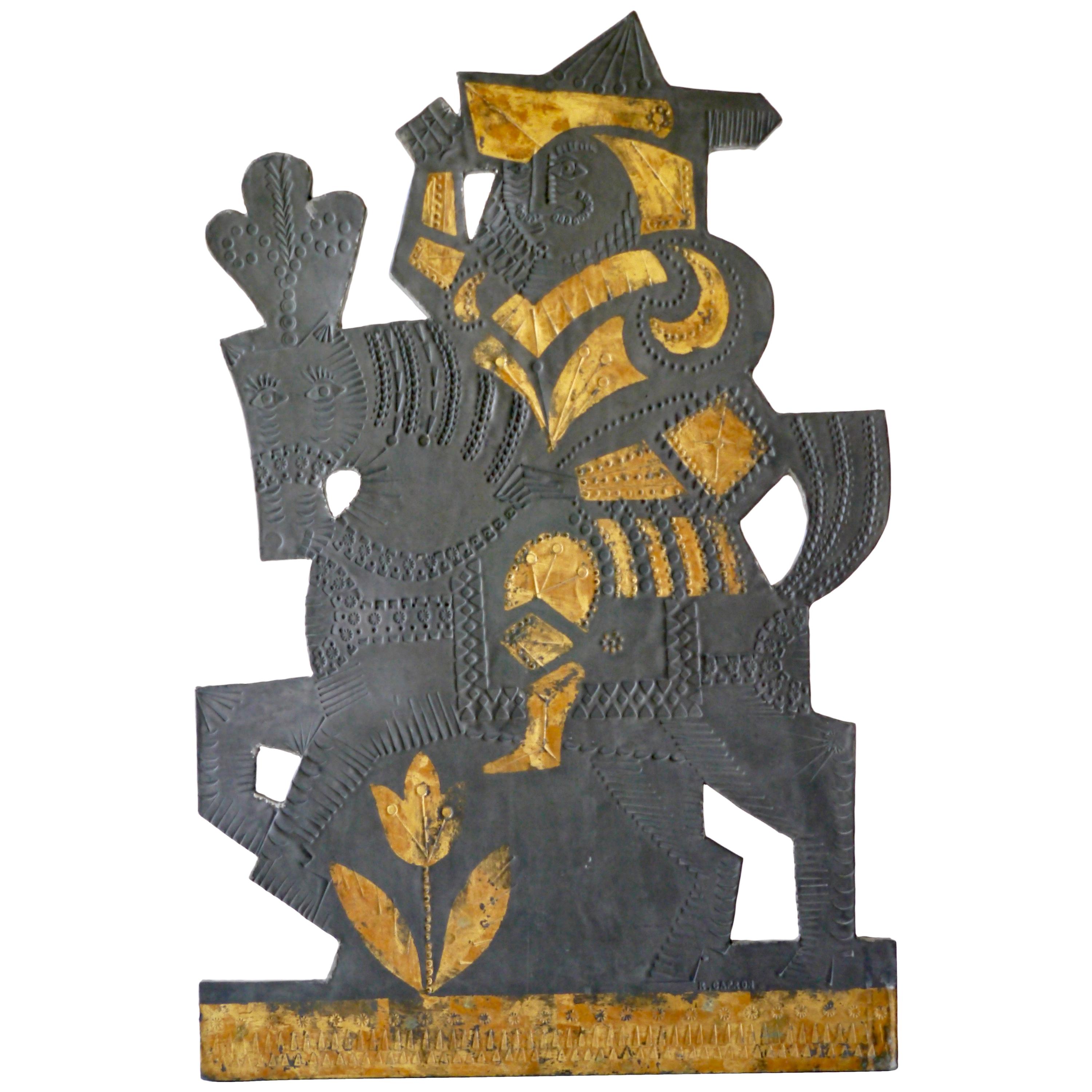 Roger Capron, Lead Decorative Panel, France, circa 1970 For Sale
