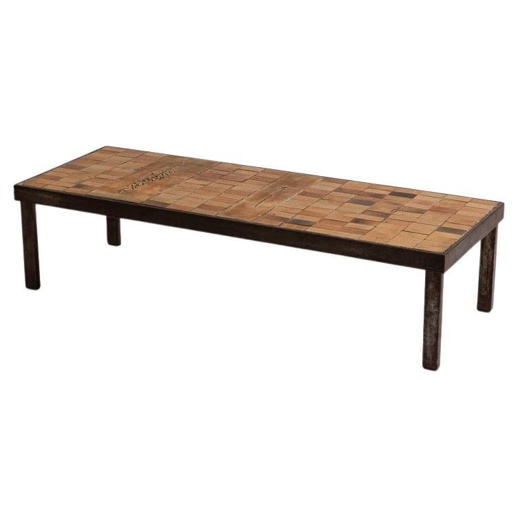 Roger Capron, "L'Herbier, " Coffee Table with Tiled Top, France, Midcentury For Sale