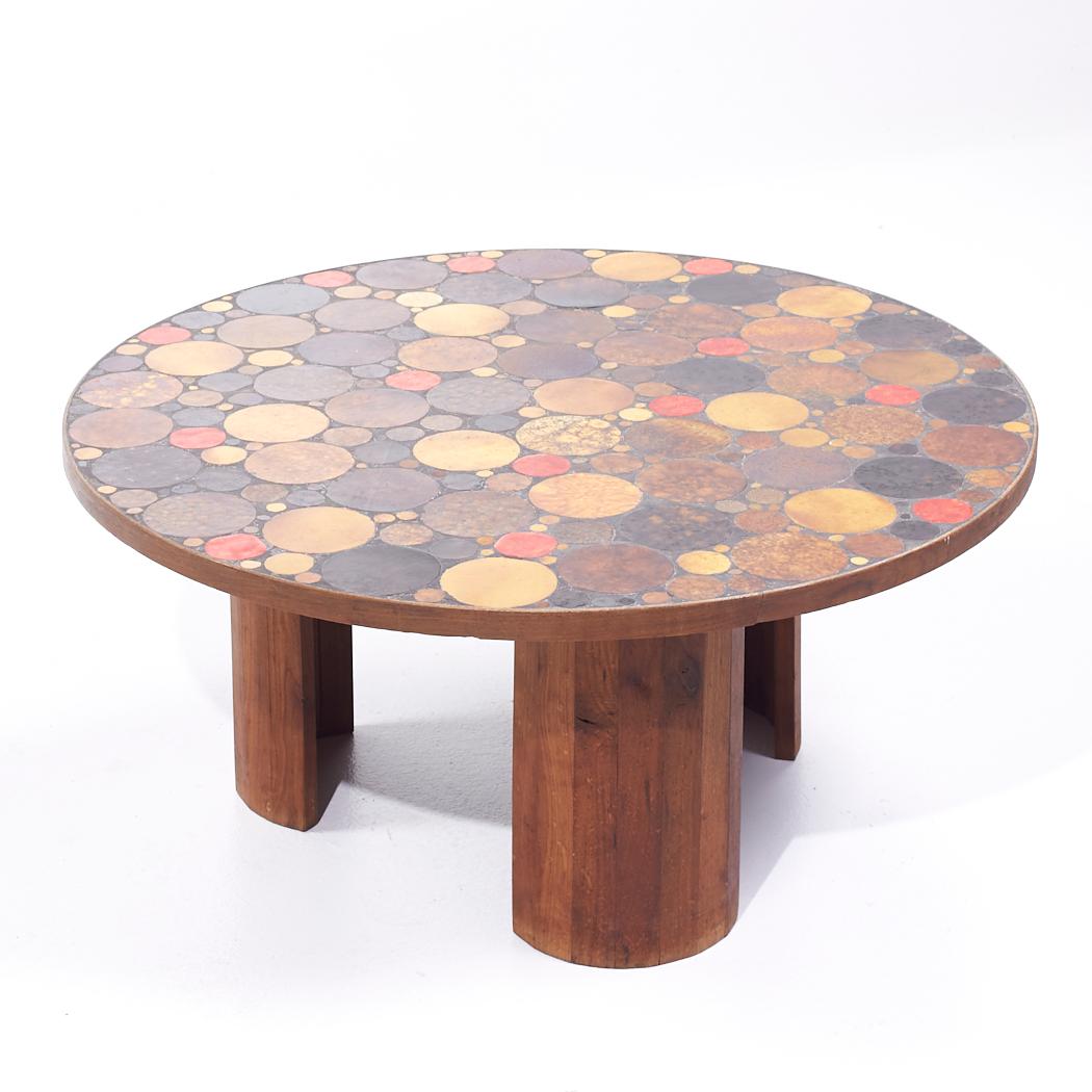 Roger Capron Mid Century Mosaic Tile Coffee Table In Good Condition For Sale In Countryside, IL
