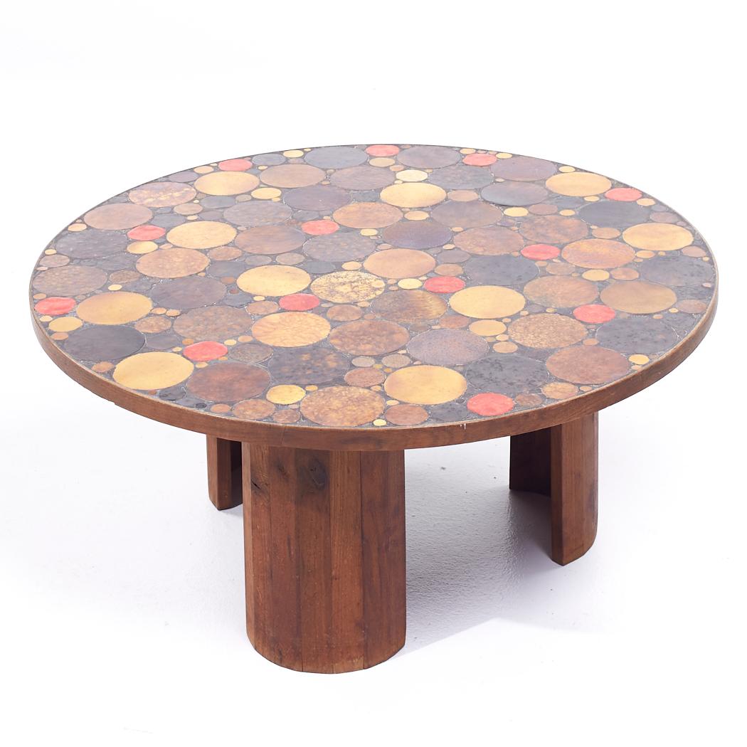 Late 20th Century Roger Capron Mid Century Mosaic Tile Coffee Table For Sale