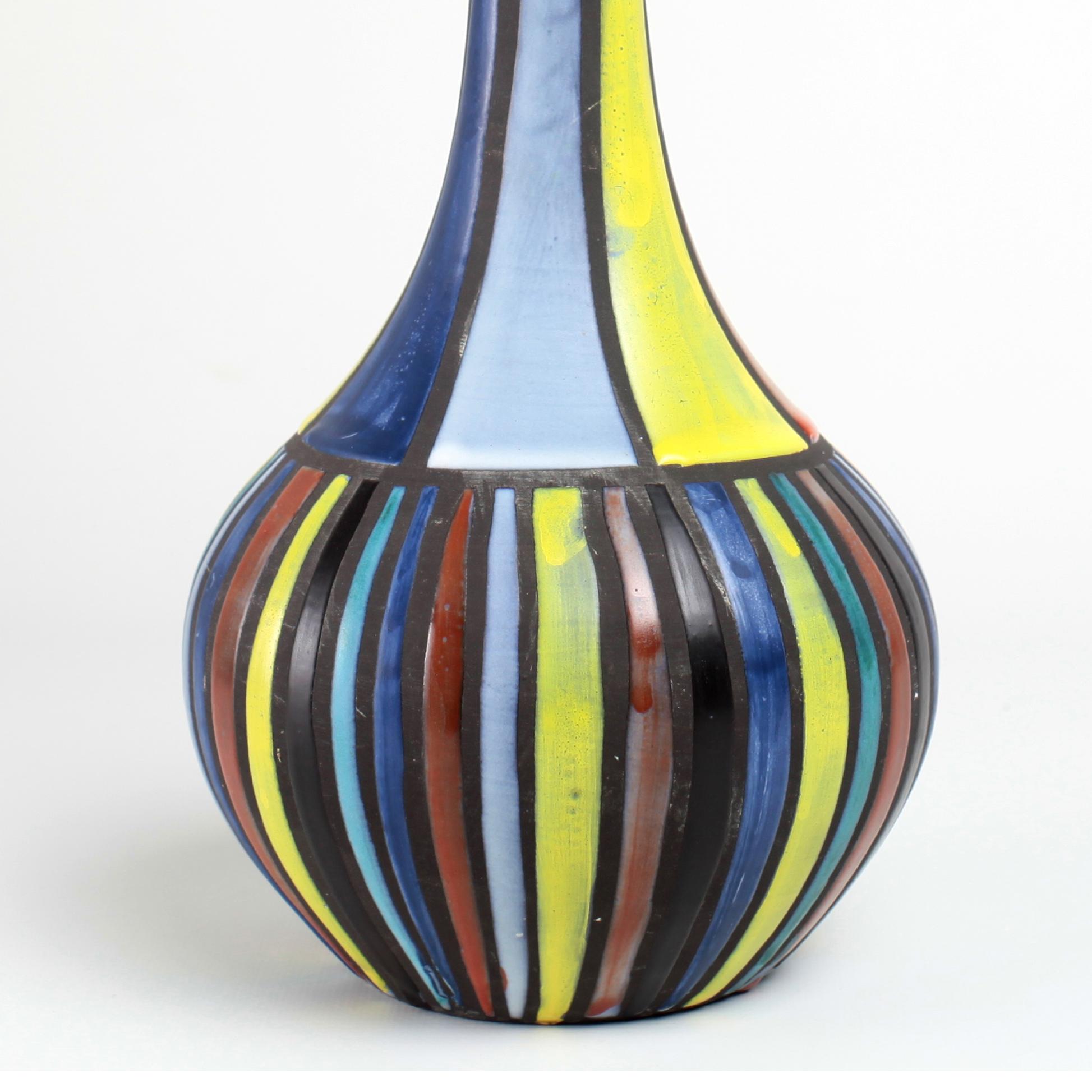 Roger Capron Multicolored Ceramic Bottle Vallauris, France 3