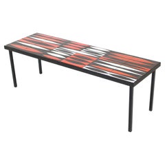 Roger Capron Navette Red, Orange, Black and White French Ceramic Coffee Table