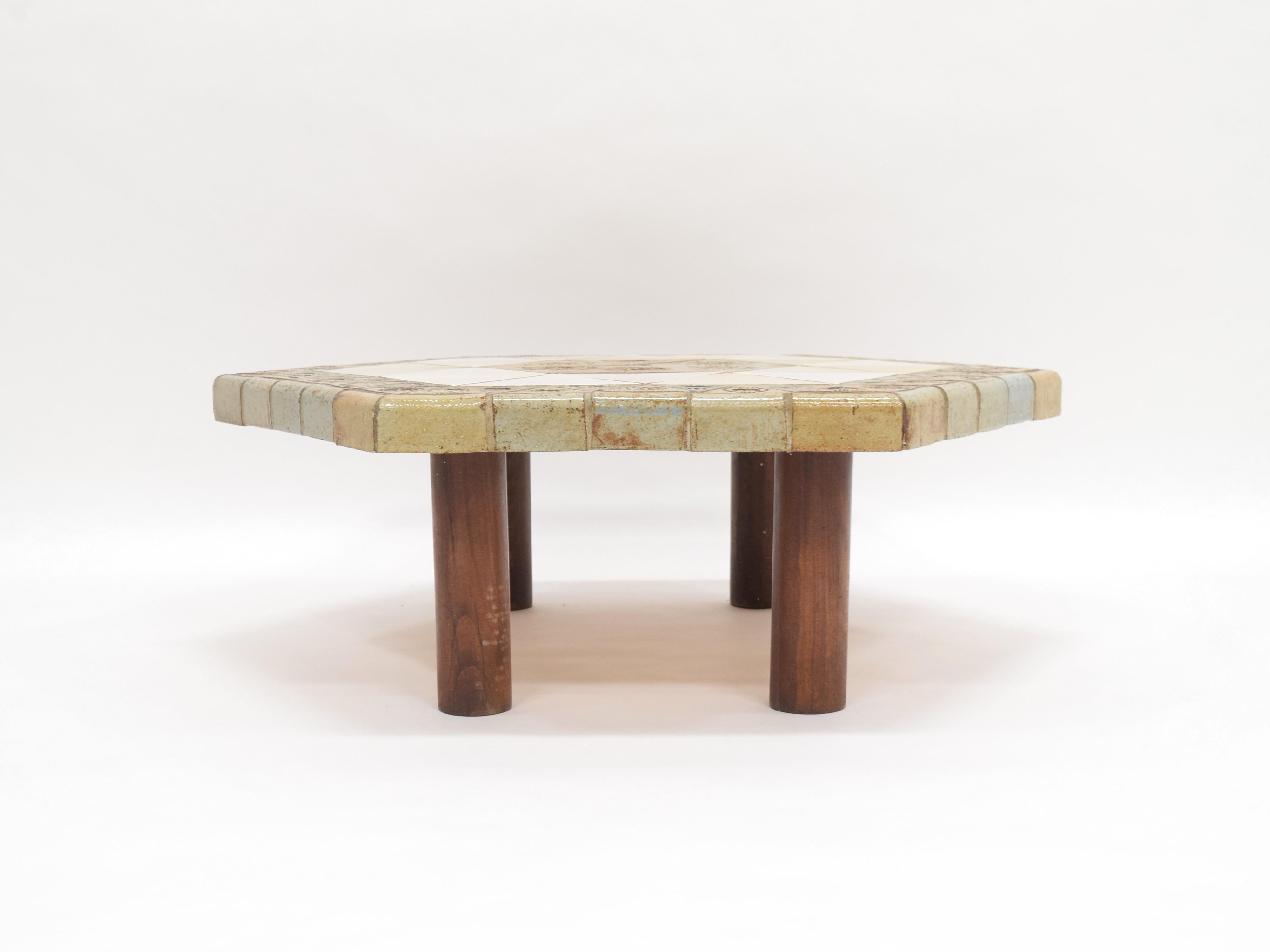 Table basse octogonale Roger Capron en vente 6