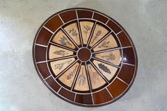 Table basse ovale Roger Capron avec carreaux de garnison, France, années 1960
