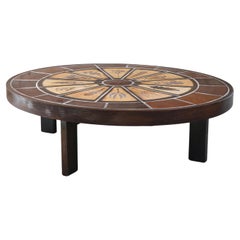 Roger Capron Oval Coffee Table with Garrigue Tiles, France 1960s