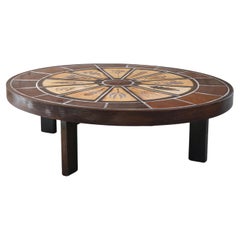 Vintage Roger Capron Oval Coffee Table with Garrigue Tiles, France 1960s