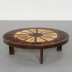 Roger Capron Oval Garrigue Coffee Table with Segmental Tile c. 1960's