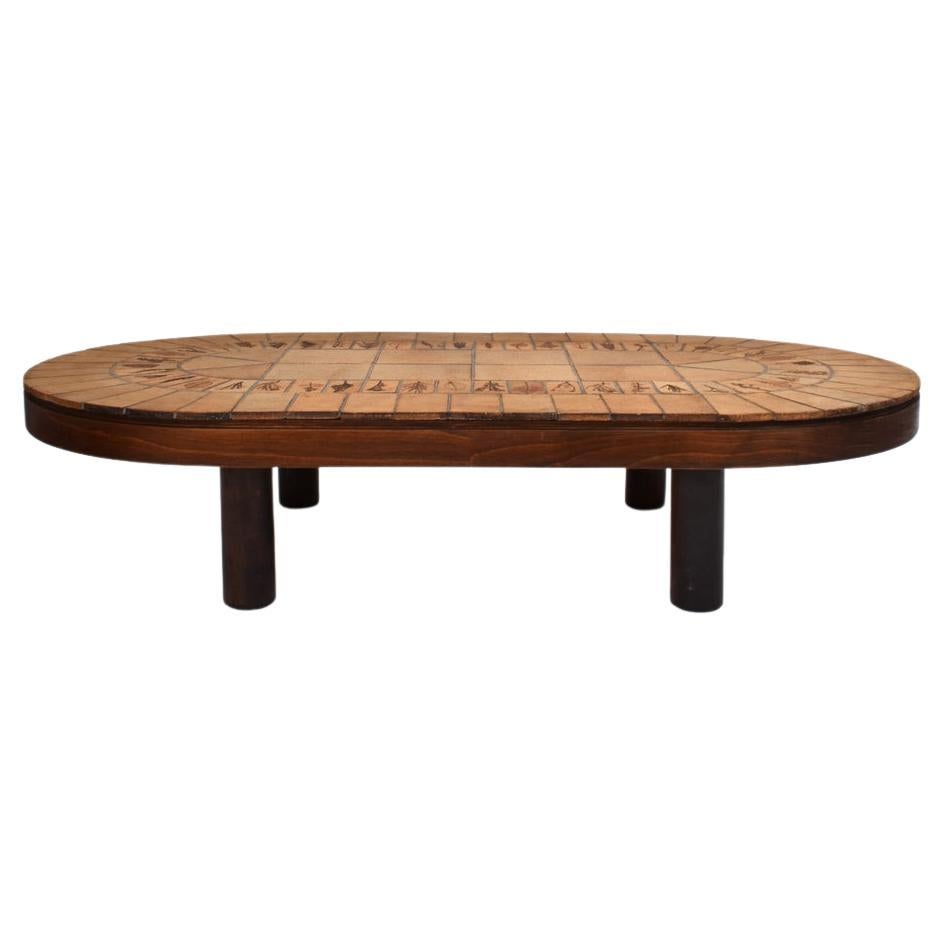 Roger Capron ovale coffee table, 1970s. For Sale