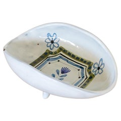 Roger Capron Painted Ceramic Dish with Flower Motif