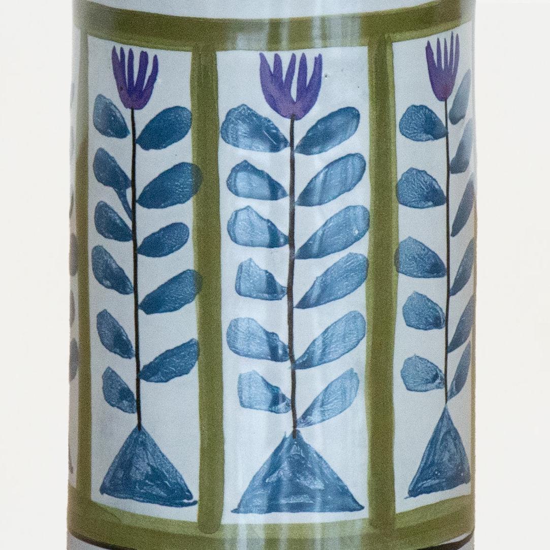 Ceramic Roger Capron Painted Cup with Flower Motif For Sale