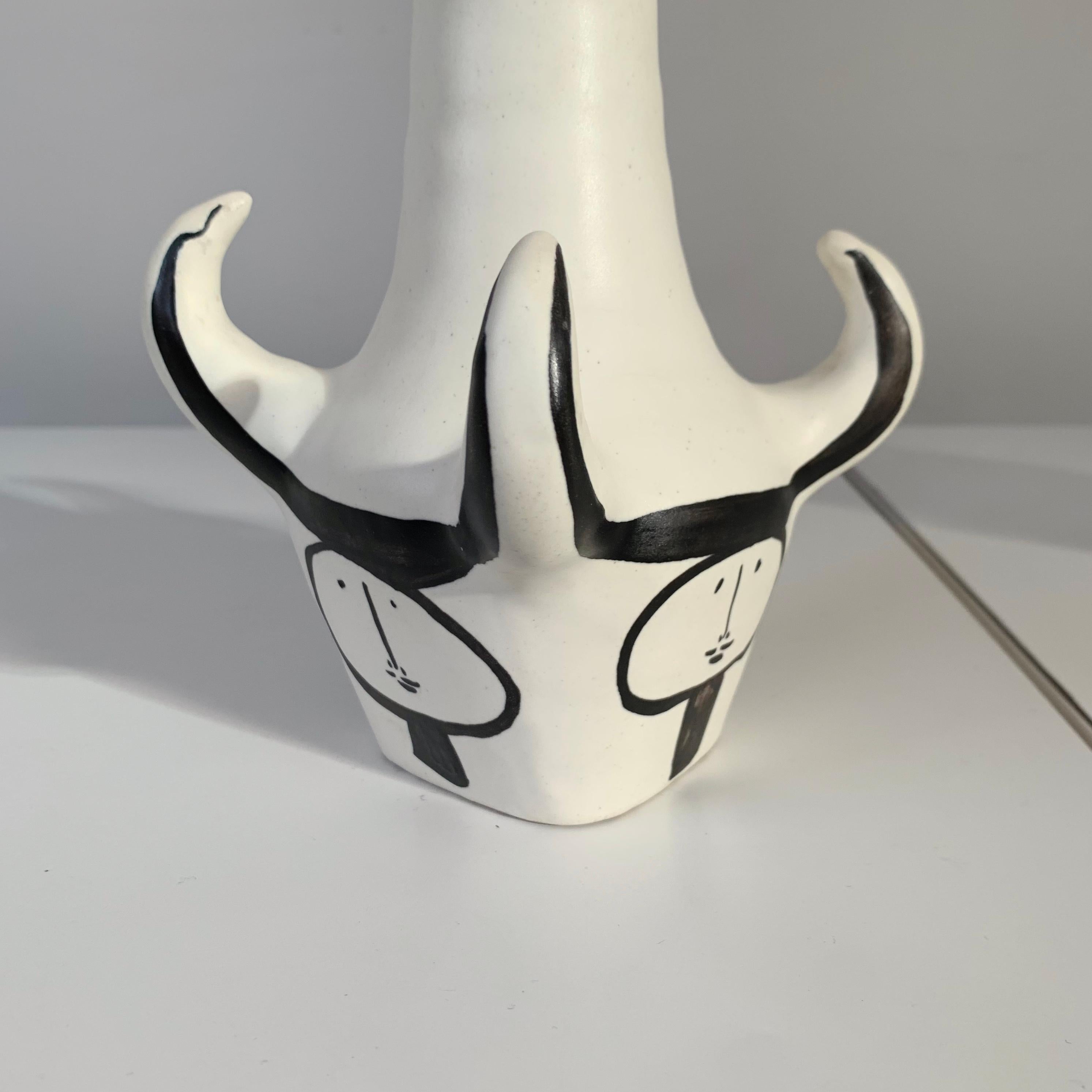  Roger Capron Pair Of 4 Horns Signed Ceramic Table Lamps , circa 1955, France. For Sale 3