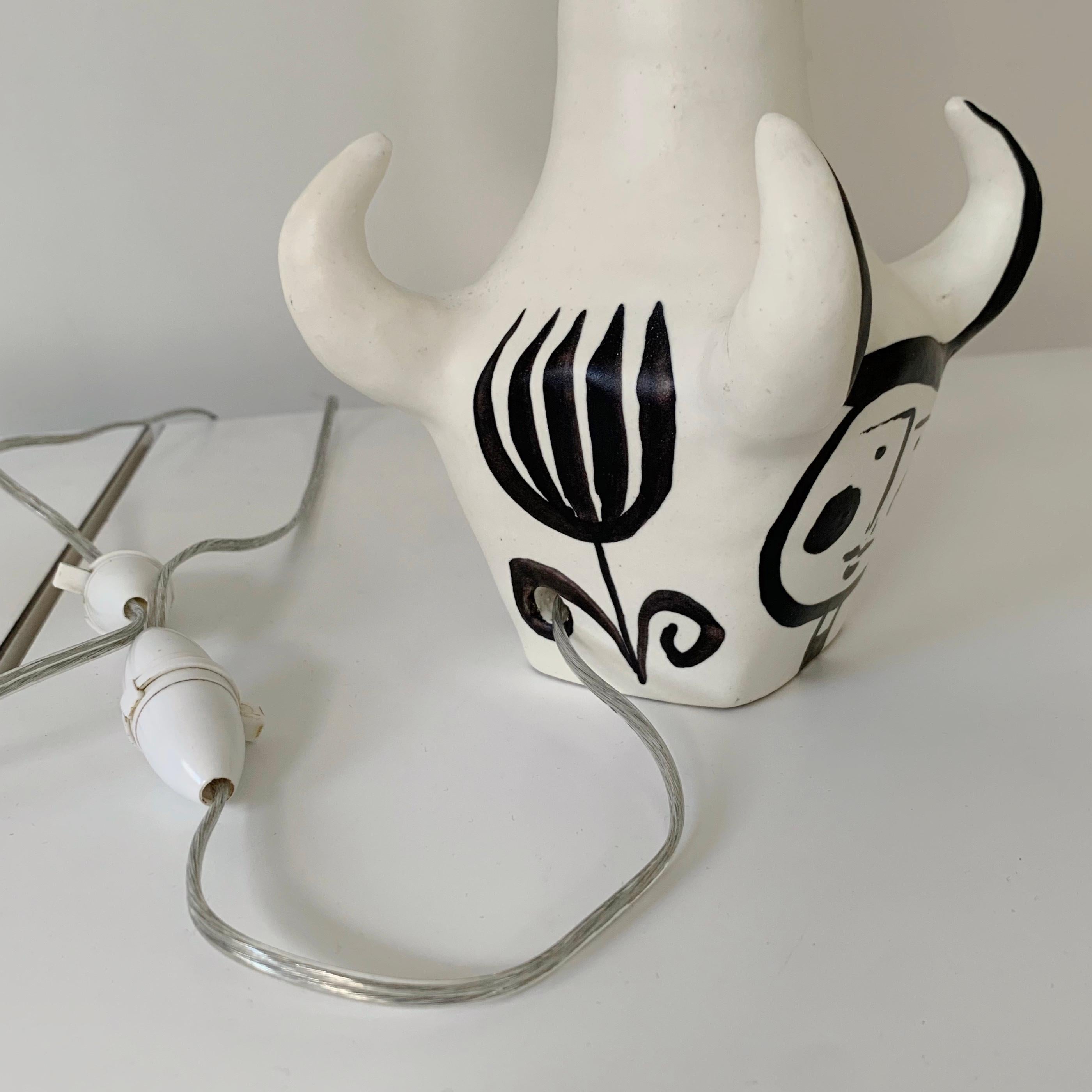  Roger Capron Pair Of 4 Horns Signed Ceramic Table Lamps , circa 1955, France. For Sale 7