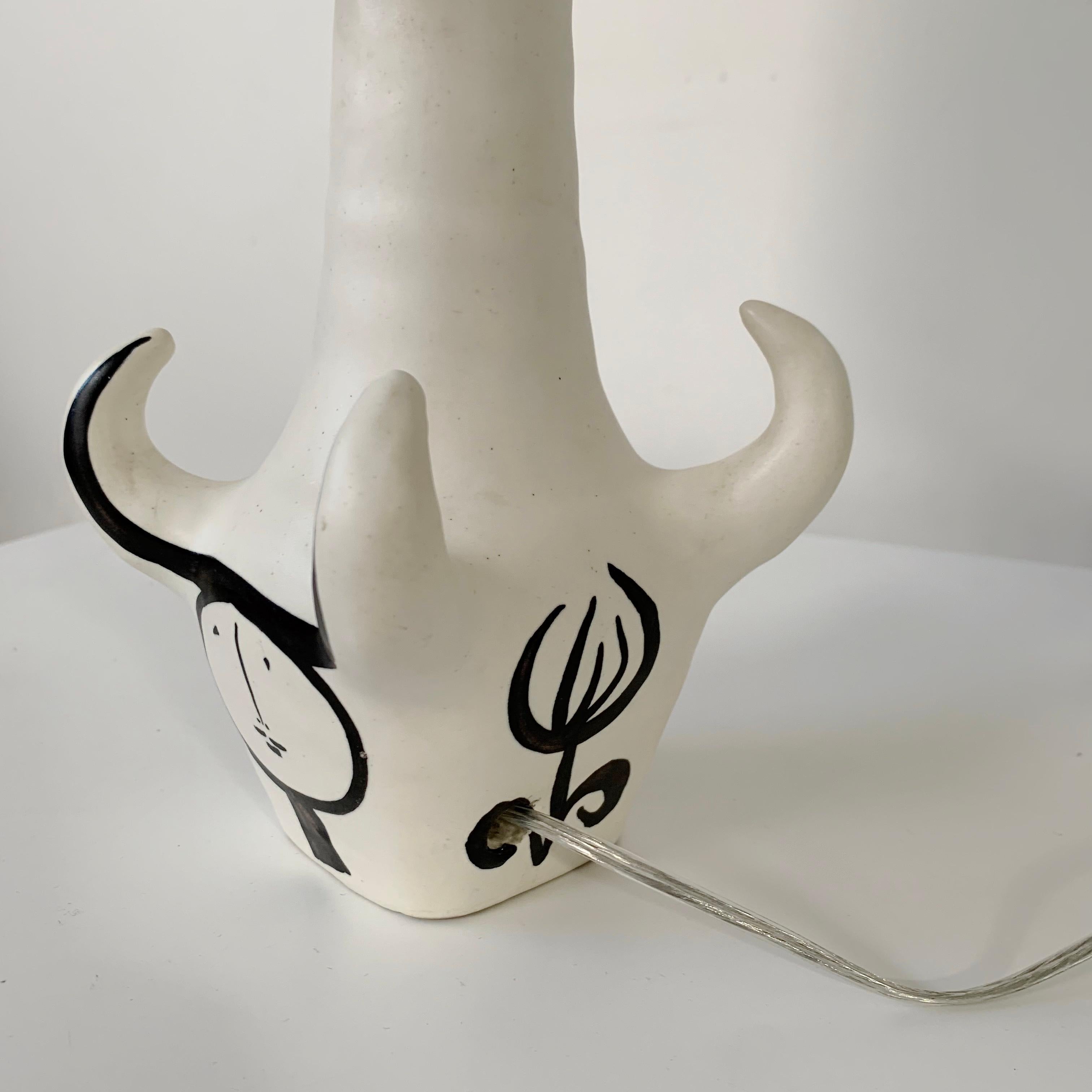  Roger Capron Pair Of 4 Horns Signed Ceramic Table Lamps , circa 1955, France. For Sale 8