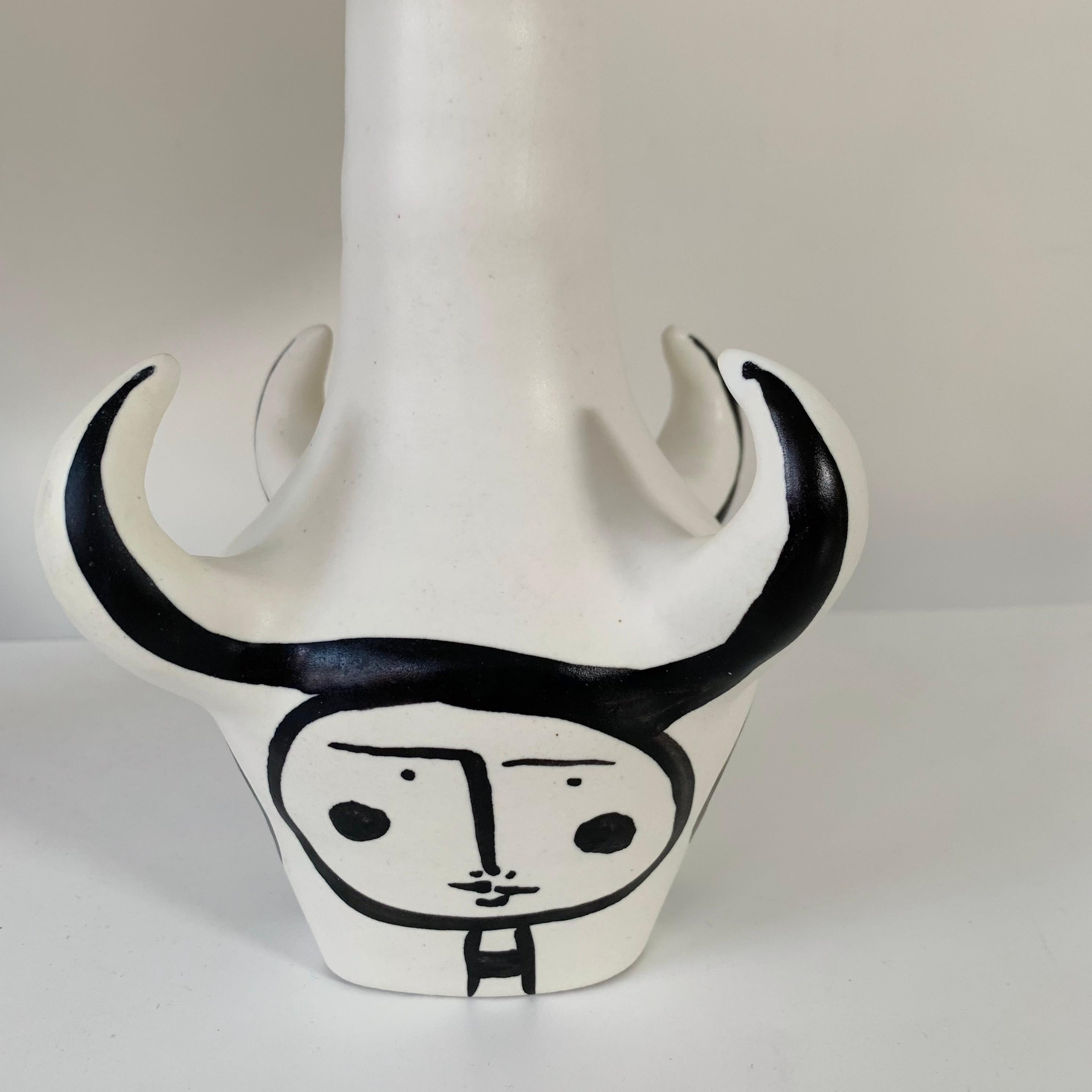 Roger Capron Rare Pair Of 4 Horns Signed Ceramic Table Lamps, c. 1955 Frankreich. im Angebot 2