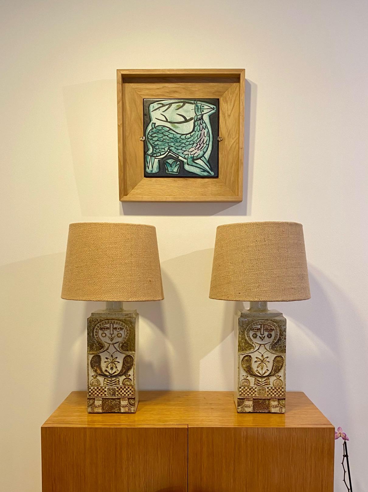 Roger Capron Pair of Ceramic Lamps Vallauris France, 1960s In Good Condition For Sale In Paris, FR