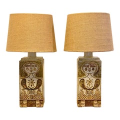 Roger Capron Pair of Ceramic Lamps Vallauris France, 1960s