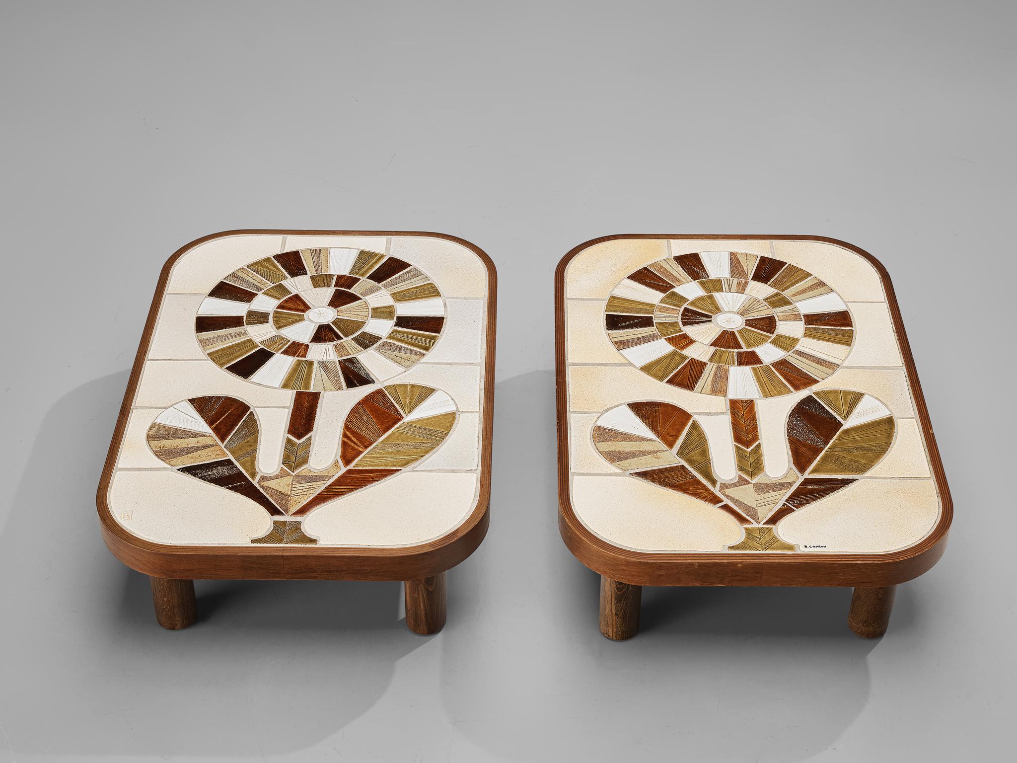 Mid-Century Modern Roger Capron Coffee Tables in Ceramic with Floral Motif