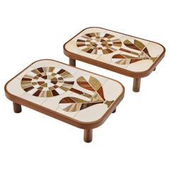 Roger Capron Coffee Tables in Ceramic with Floral Motif