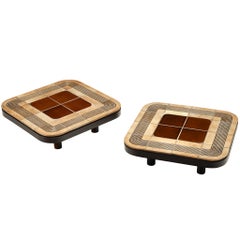 Coppia di tavolini "Mambo" di Roger Capron con piastrelle in ceramica