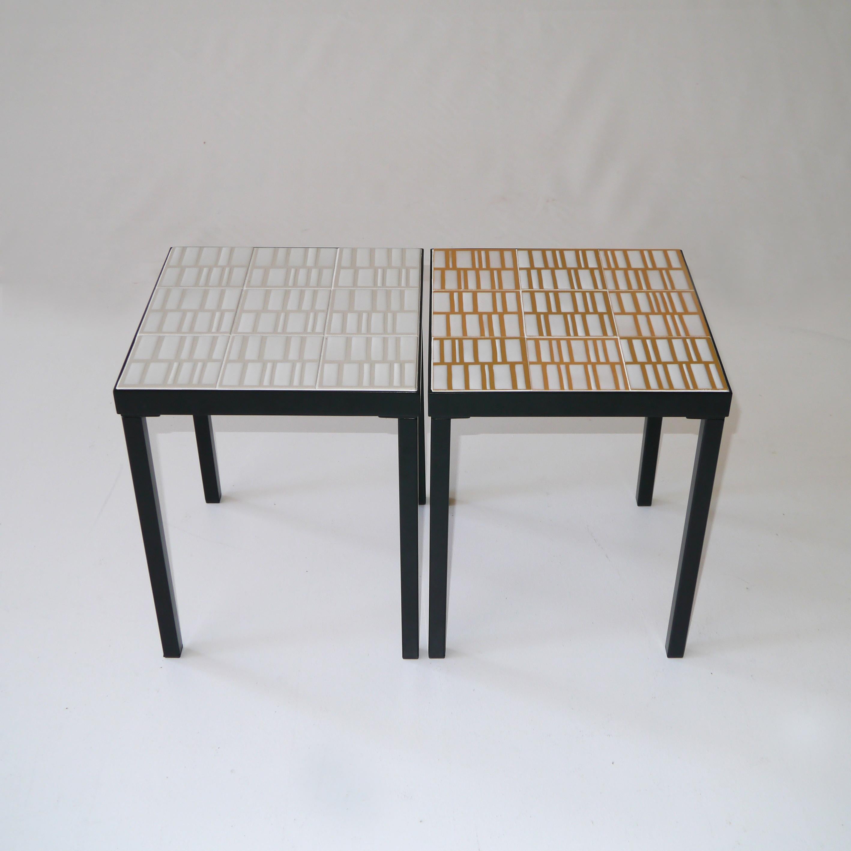 French Roger Capron, Pair of Low Tables, France, circa 1960 For Sale