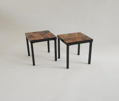 Roger Capron - Coppia di piccoli tavolini con le scritte "Garrigue" e "Herbier" AT&T