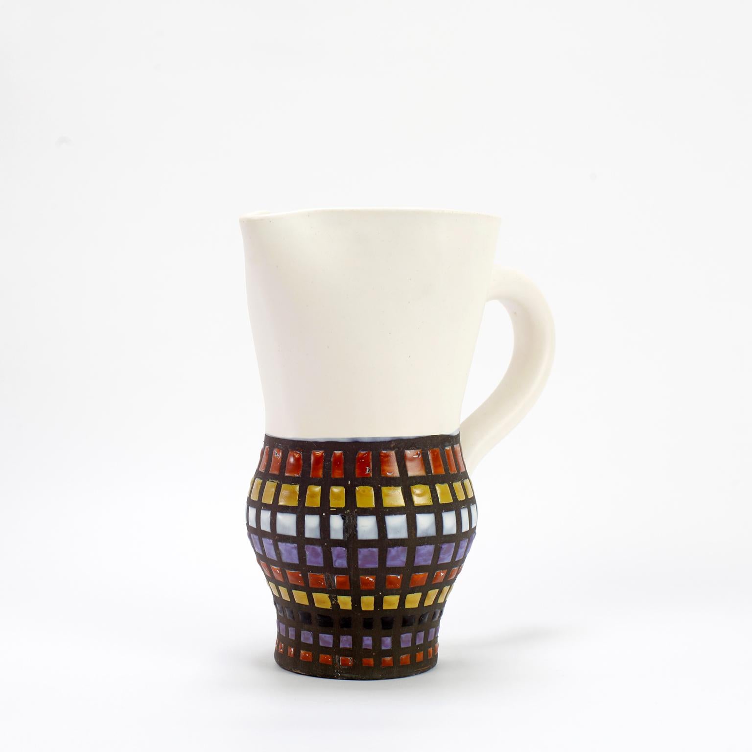 Enameled Roger Capron Pitcher Vallauris, France, 1960