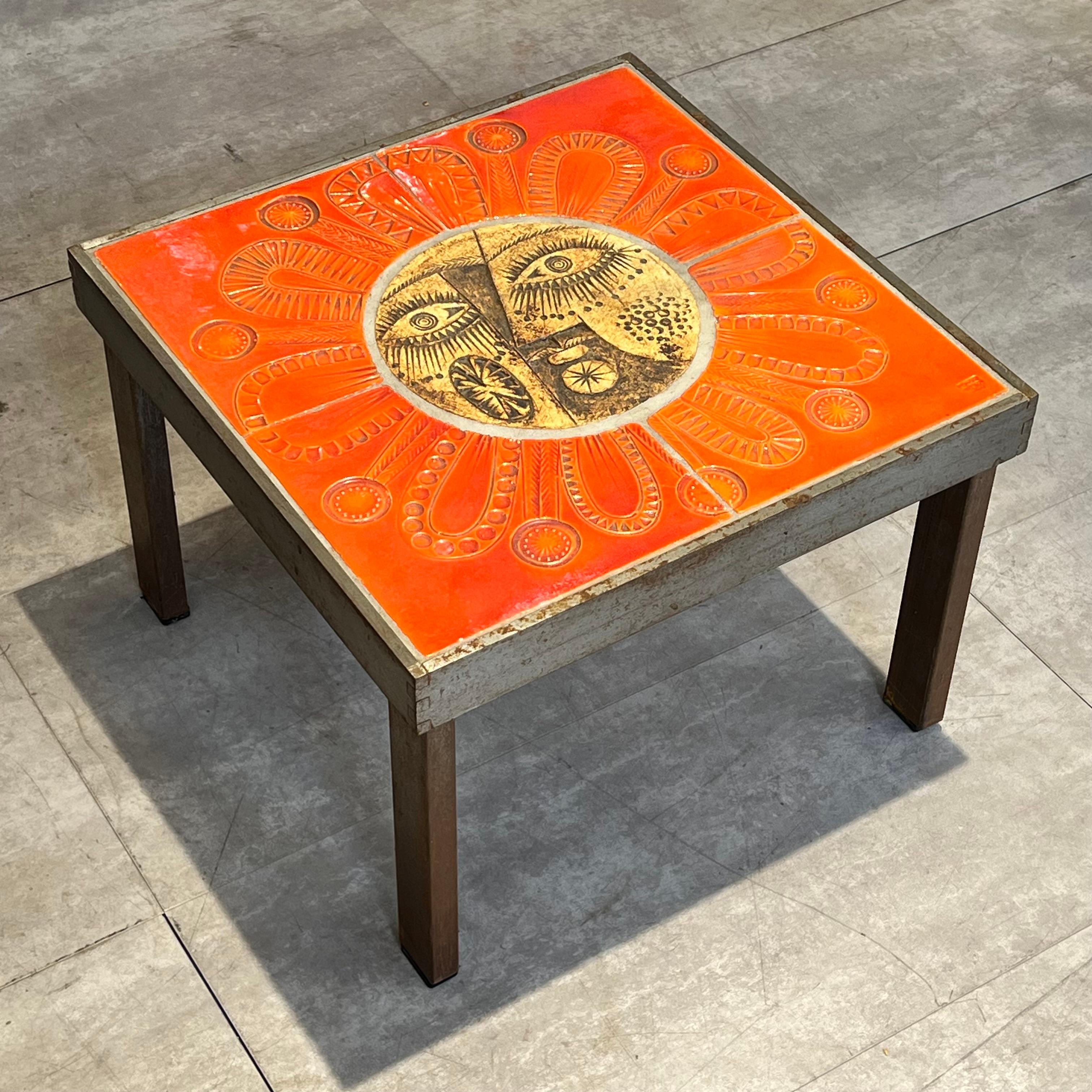 A very beautiful exemple of Roger Capron work, the sun table in ceramic

This side table was probably made with Jean Derval 

Around 1960s, vivid colors
Made in Vallauris, signed

Rare in the market