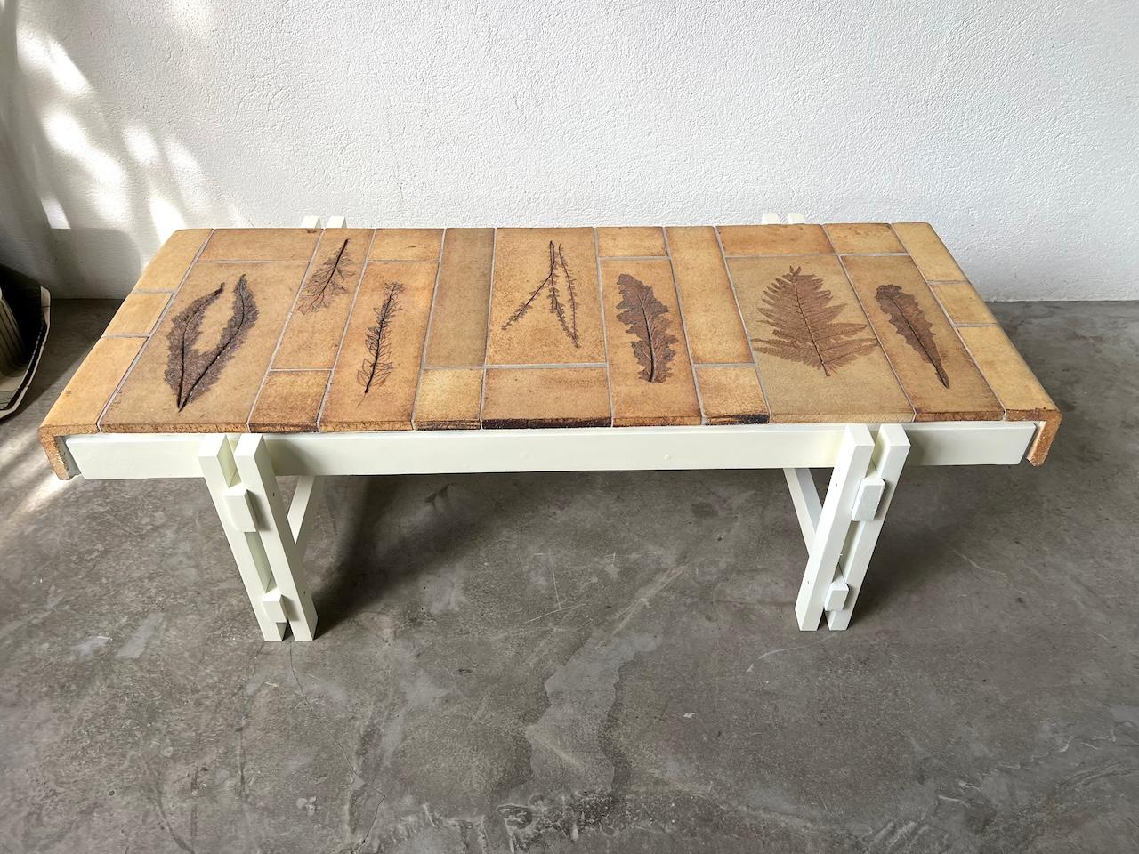 Ceramic Roger Capron rectangular coffee table, France 1960 For Sale