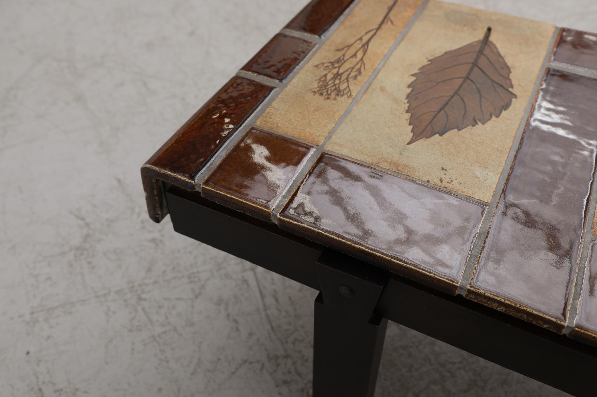 Roger Capron Brown Rectangular 'Garrigure' Coffee Table w/ Pressed Leaf Tiles 8