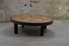 Roger Capron Oval Coffee Table with Garrigue Tiles, France 1960s