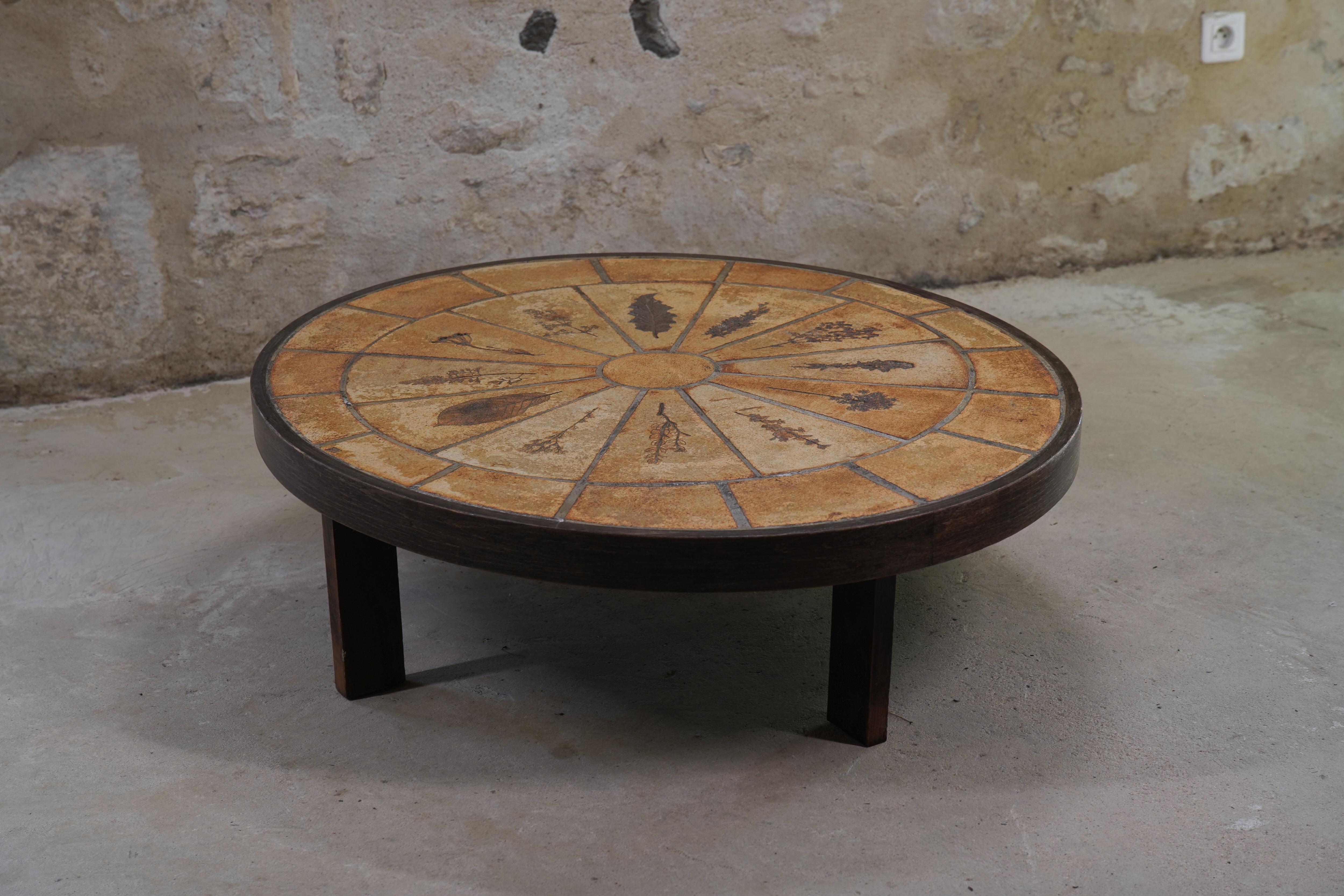 Mid-Century Modern Roger Capron Oval Coffee Table with Garrigue Tiles, France 1960s For Sale