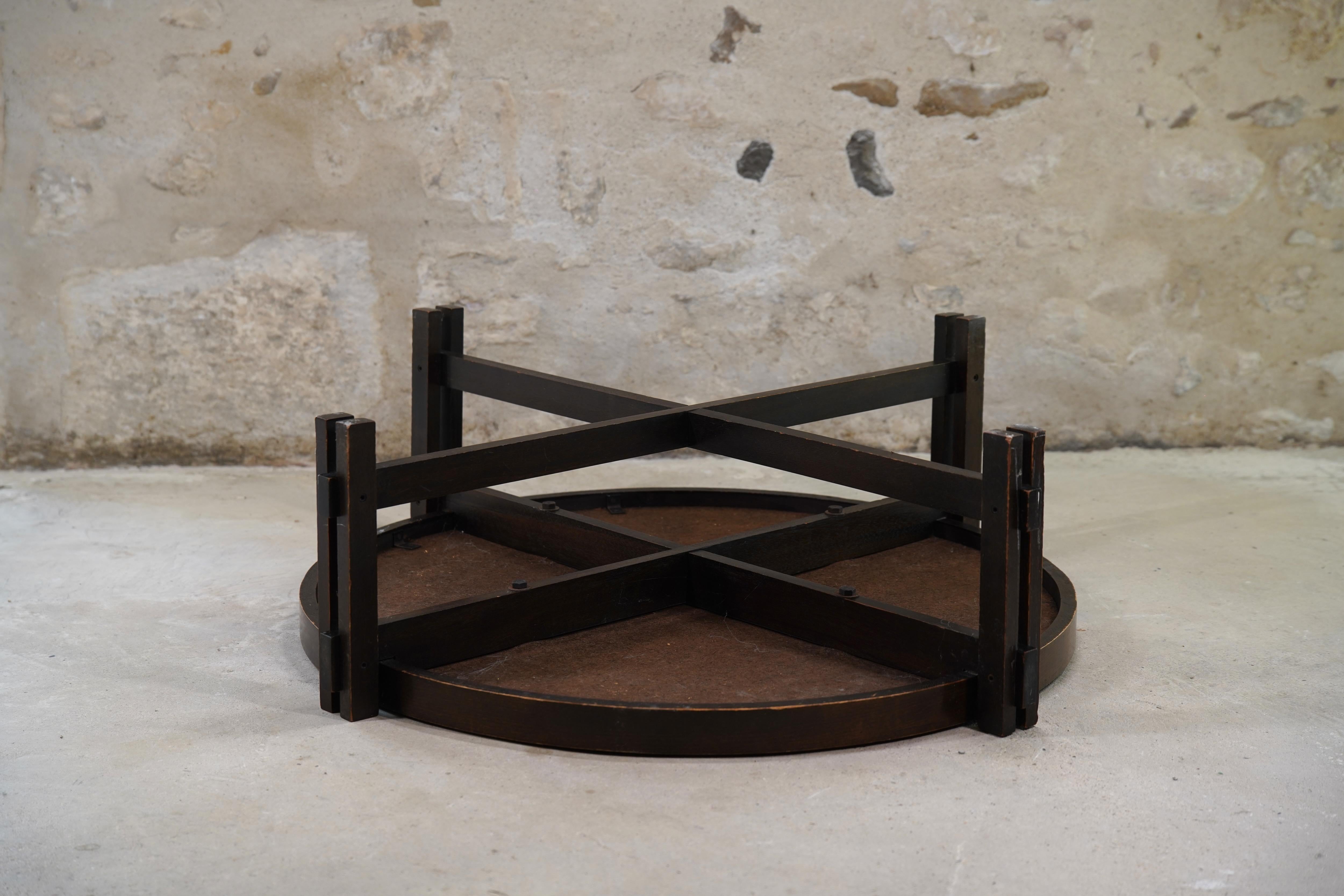 Roger Capron Round Coffee Table with Garrigue Tiles, France 1960s In Good Condition In Gardena, CA