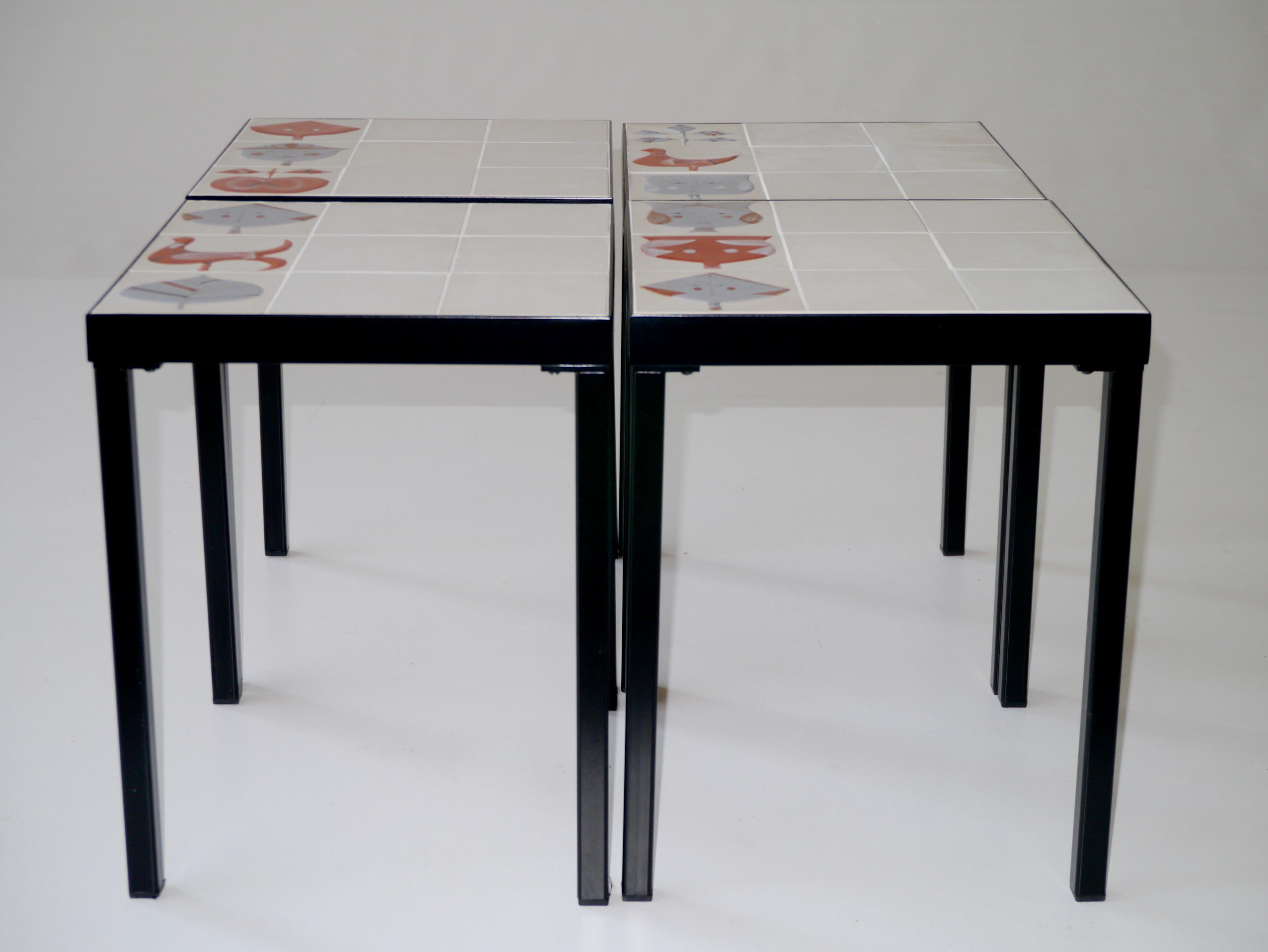 Mid-Century Modern Roger Capron, Set of 4 Low Tables, France, circa 1960 For Sale