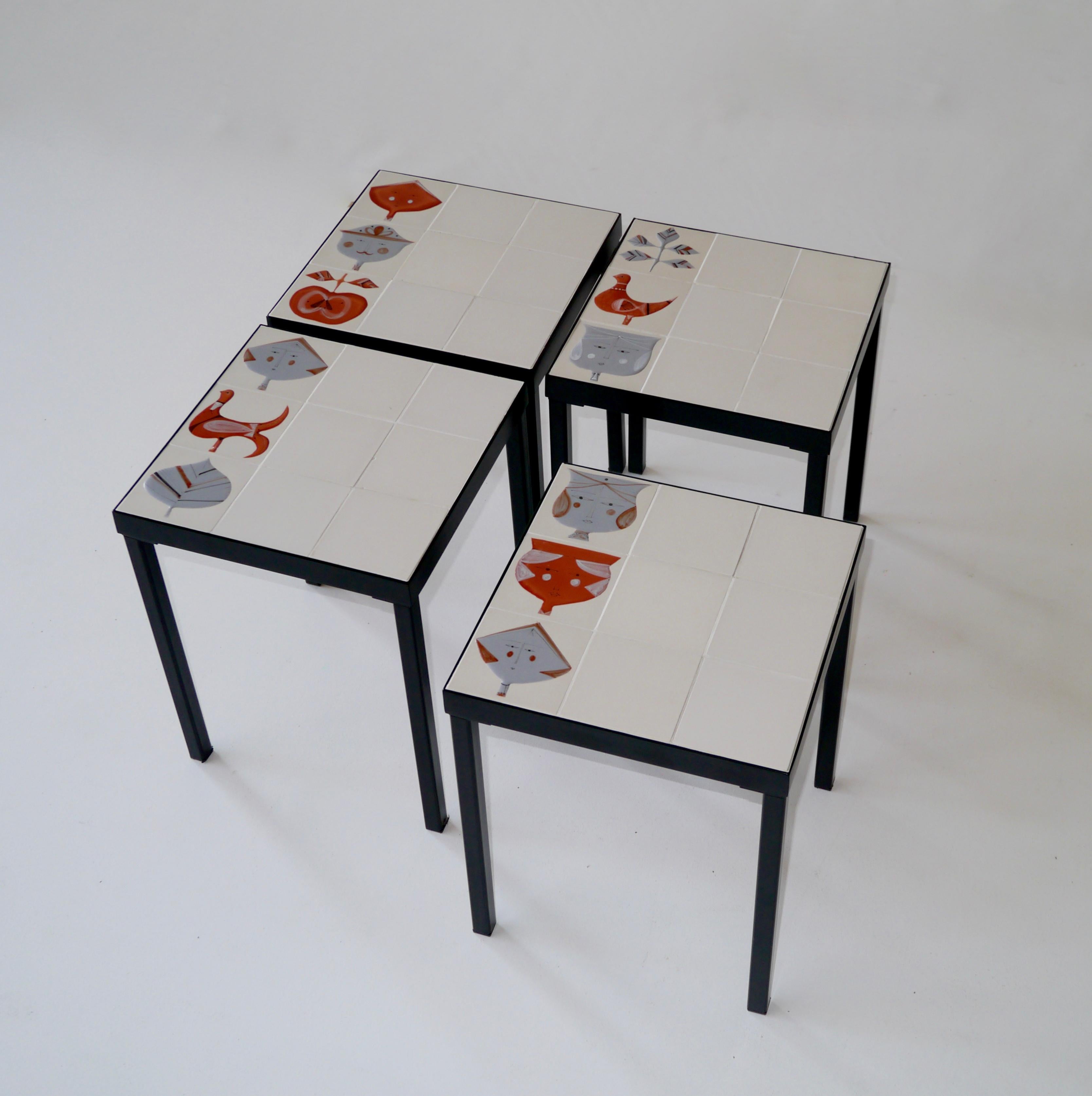 Mid-20th Century Roger Capron, Set of 4 Low Tables, France, circa 1960 For Sale