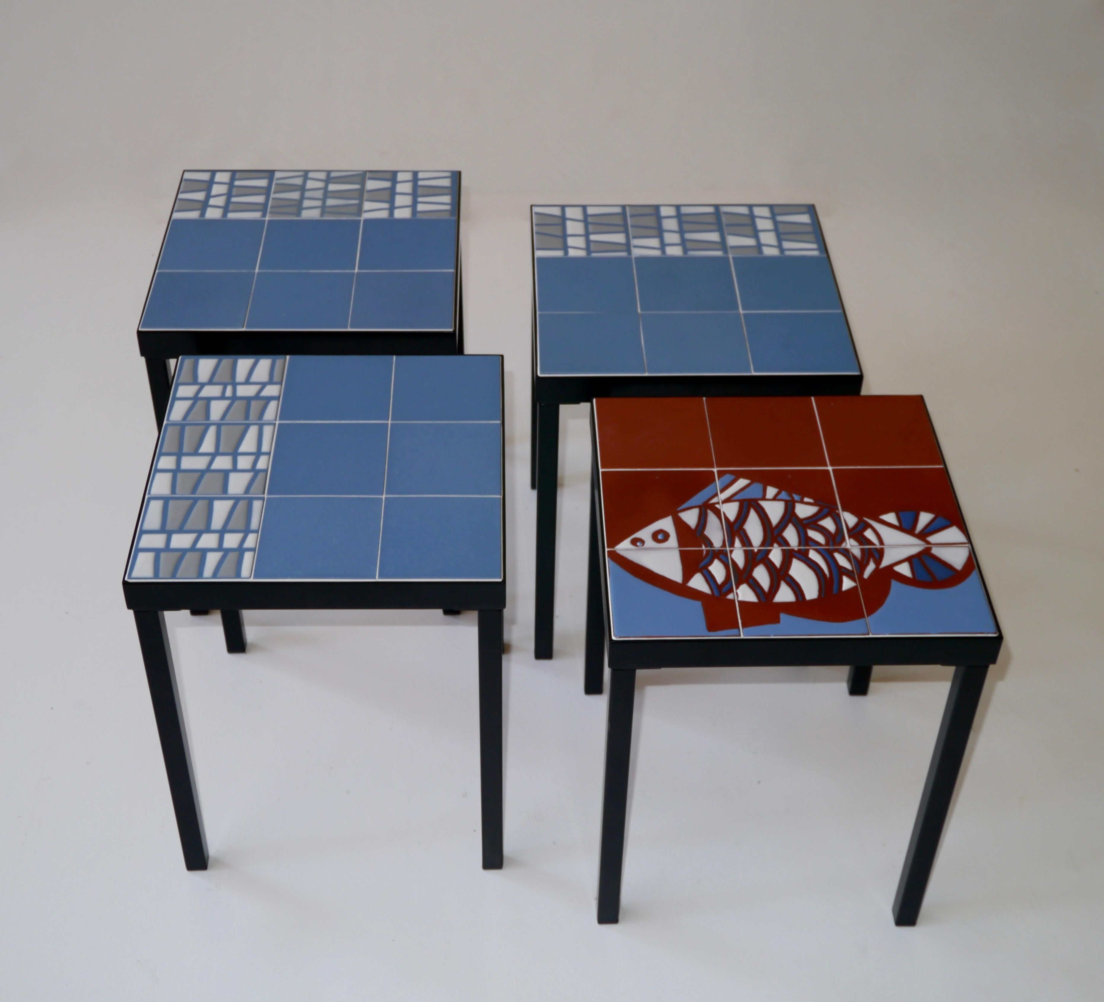 Roger Capron, Set of 4 Low Tables, France, circa 1960 In Good Condition For Sale In Saint Ouen, FR