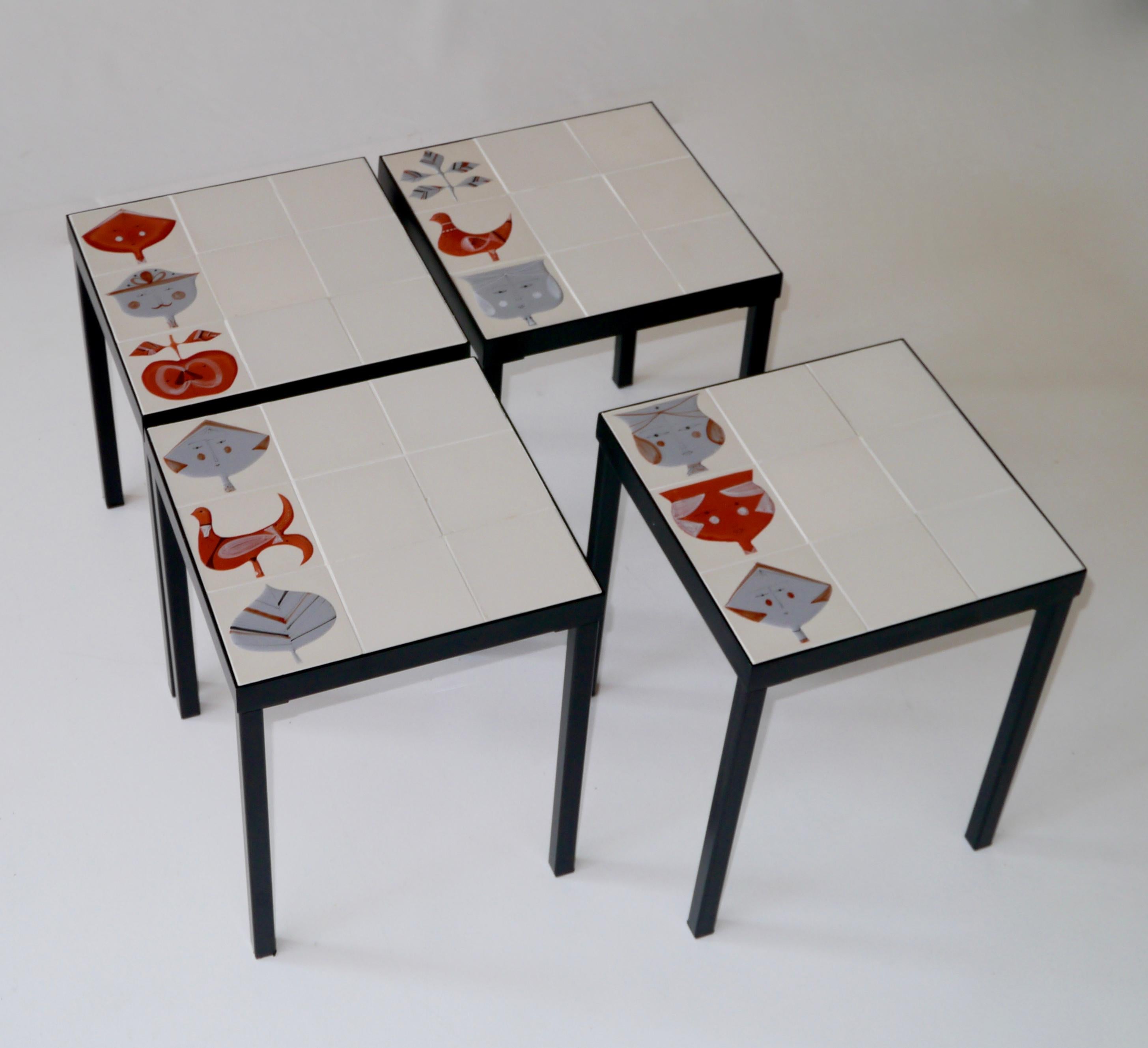 Ceramic Roger Capron, Set of 4 Low Tables, France, circa 1960 For Sale