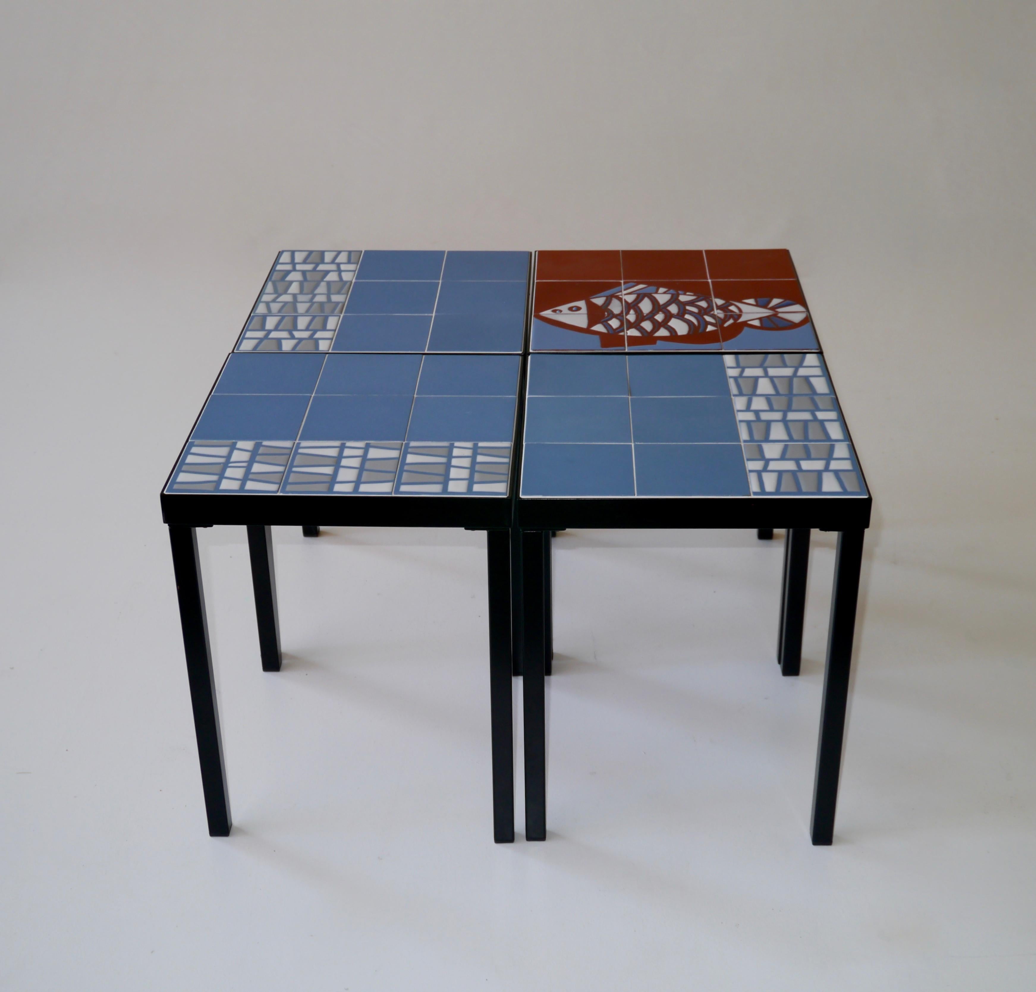 Mid-20th Century Roger Capron, Set of 4 Low Tables, France, circa 1960 For Sale