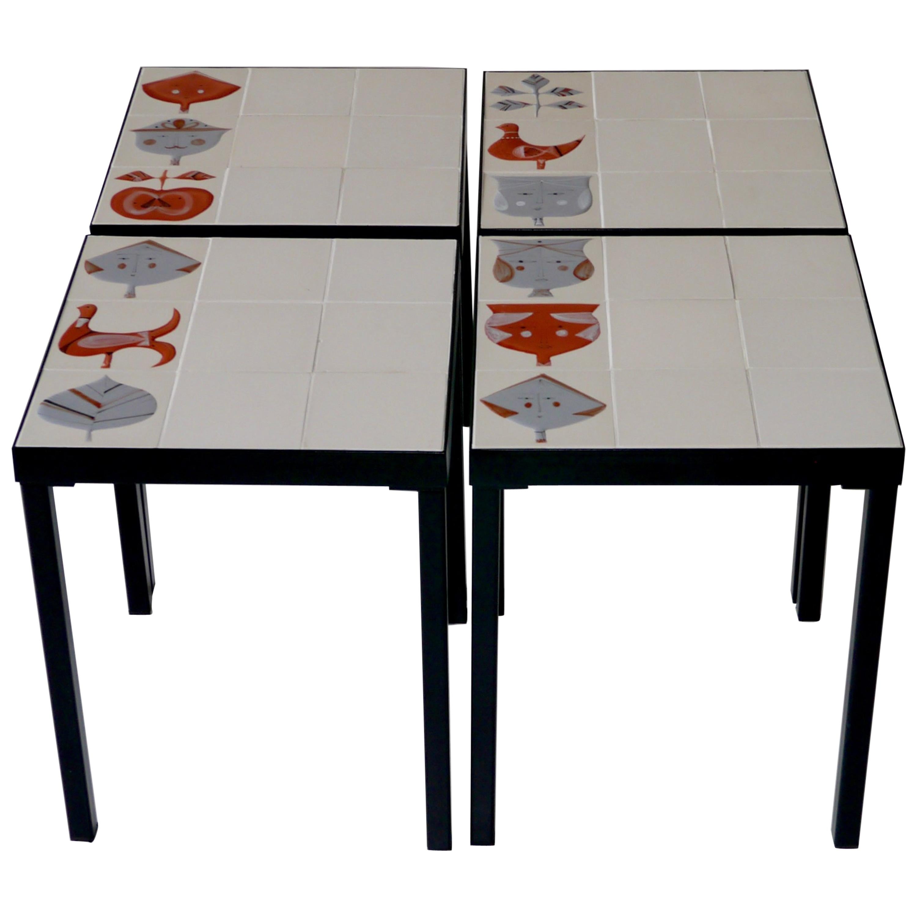 Roger Capron, Set of 4 Low Tables, France, circa 1960 For Sale