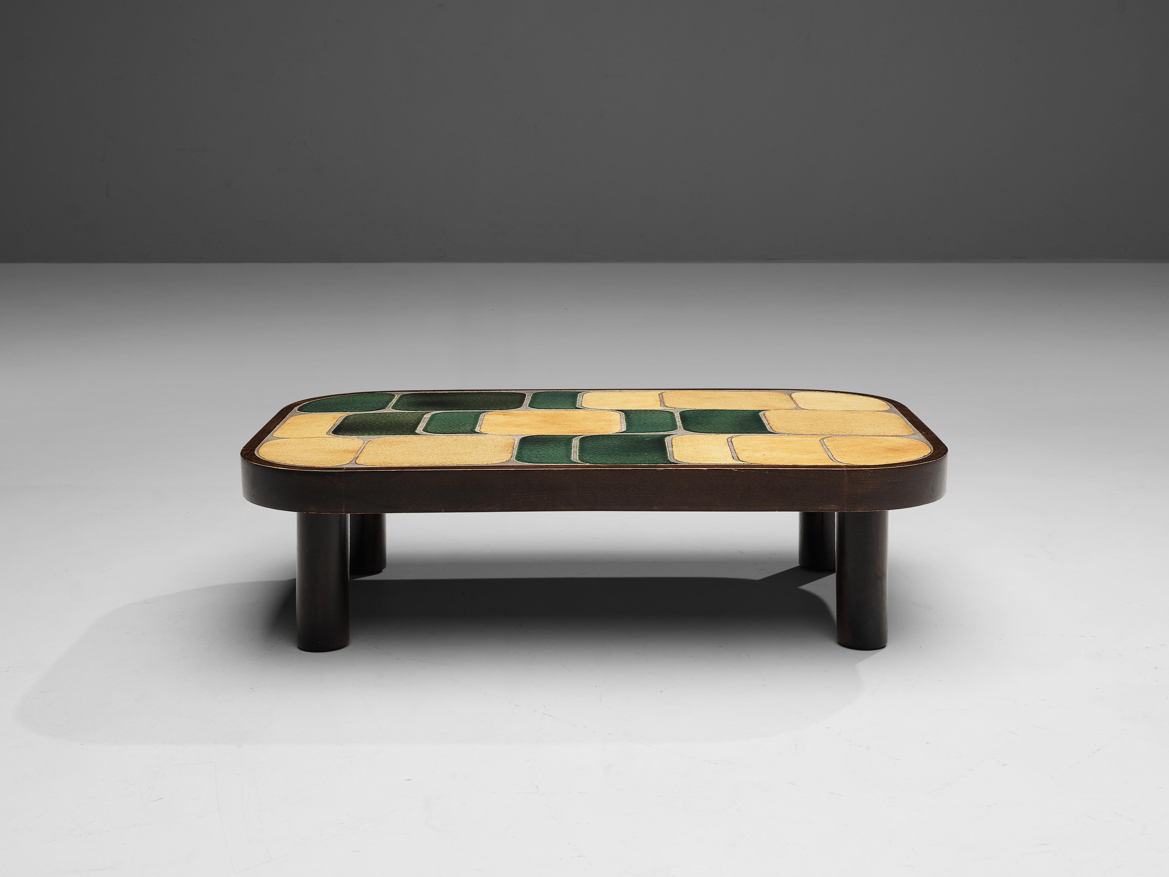 Mid-20th Century Roger Capron ‘Shogun’ Coffee Table in Ceramic and Mahogany