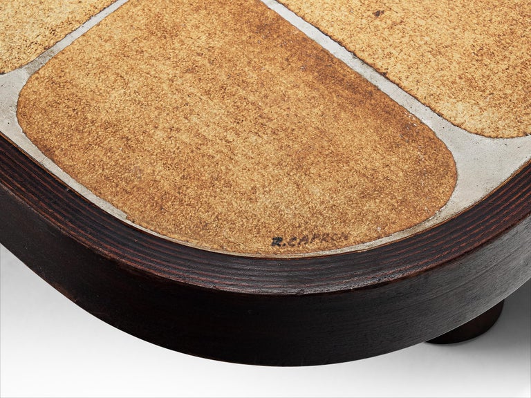 Mid-20th Century Roger Capron ‘Shogun’ Coffee Table in Ceramic and Mahogany