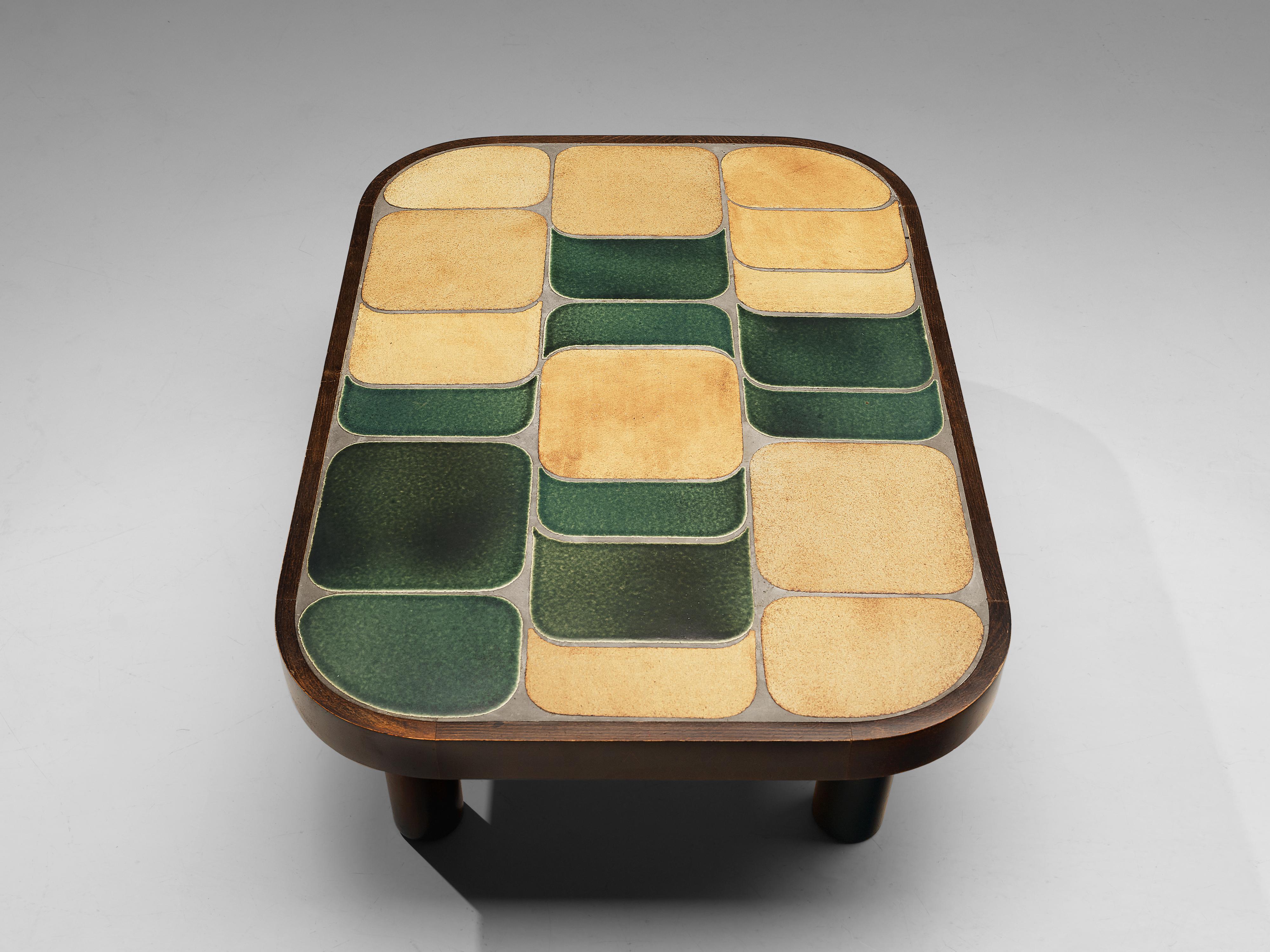 Roger Capron ‘Shogun’ Coffee Table in Ceramic and Mahogany 1