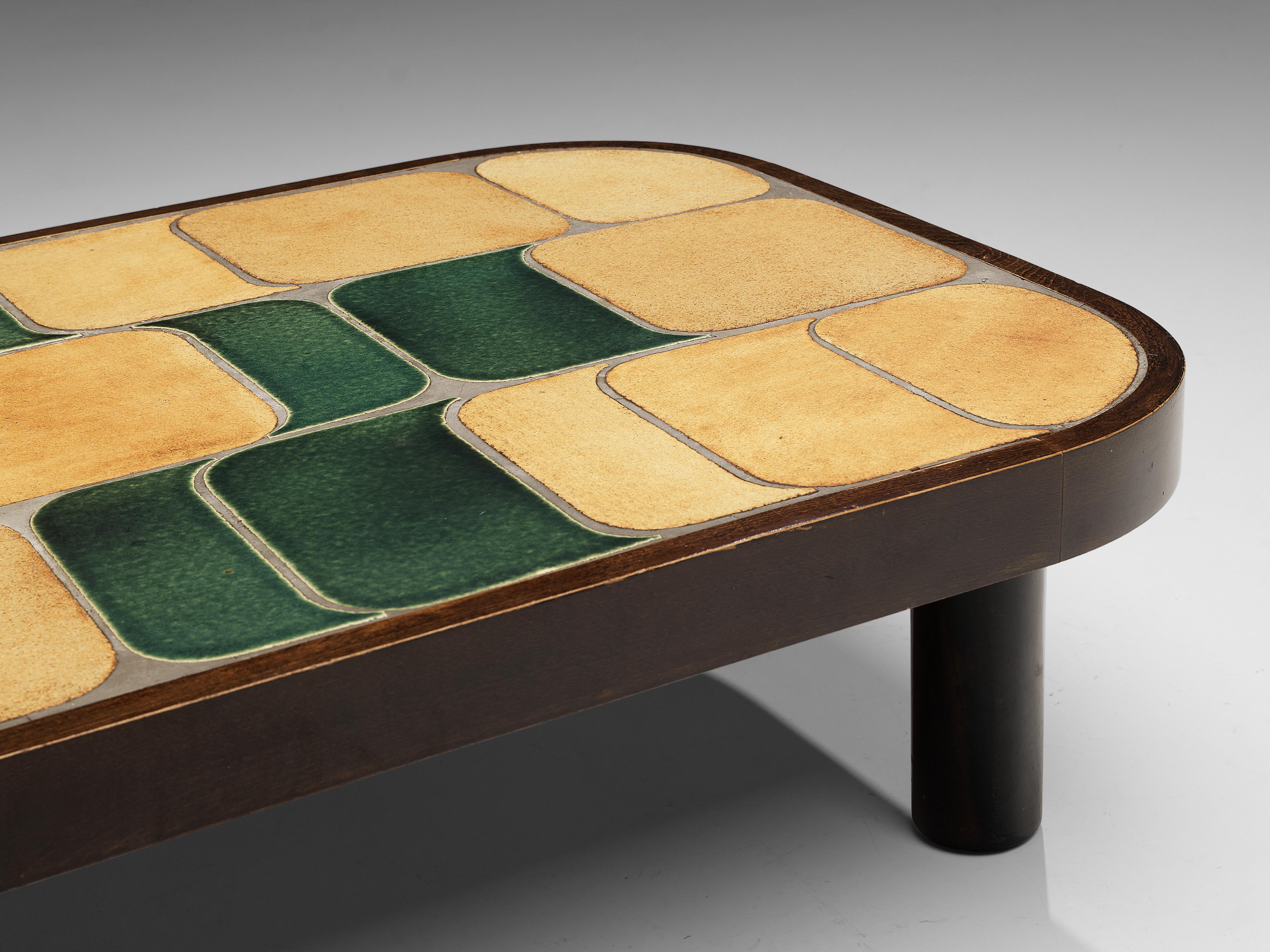 Roger Capron ‘Shogun’ Coffee Table in Ceramic and Mahogany 2