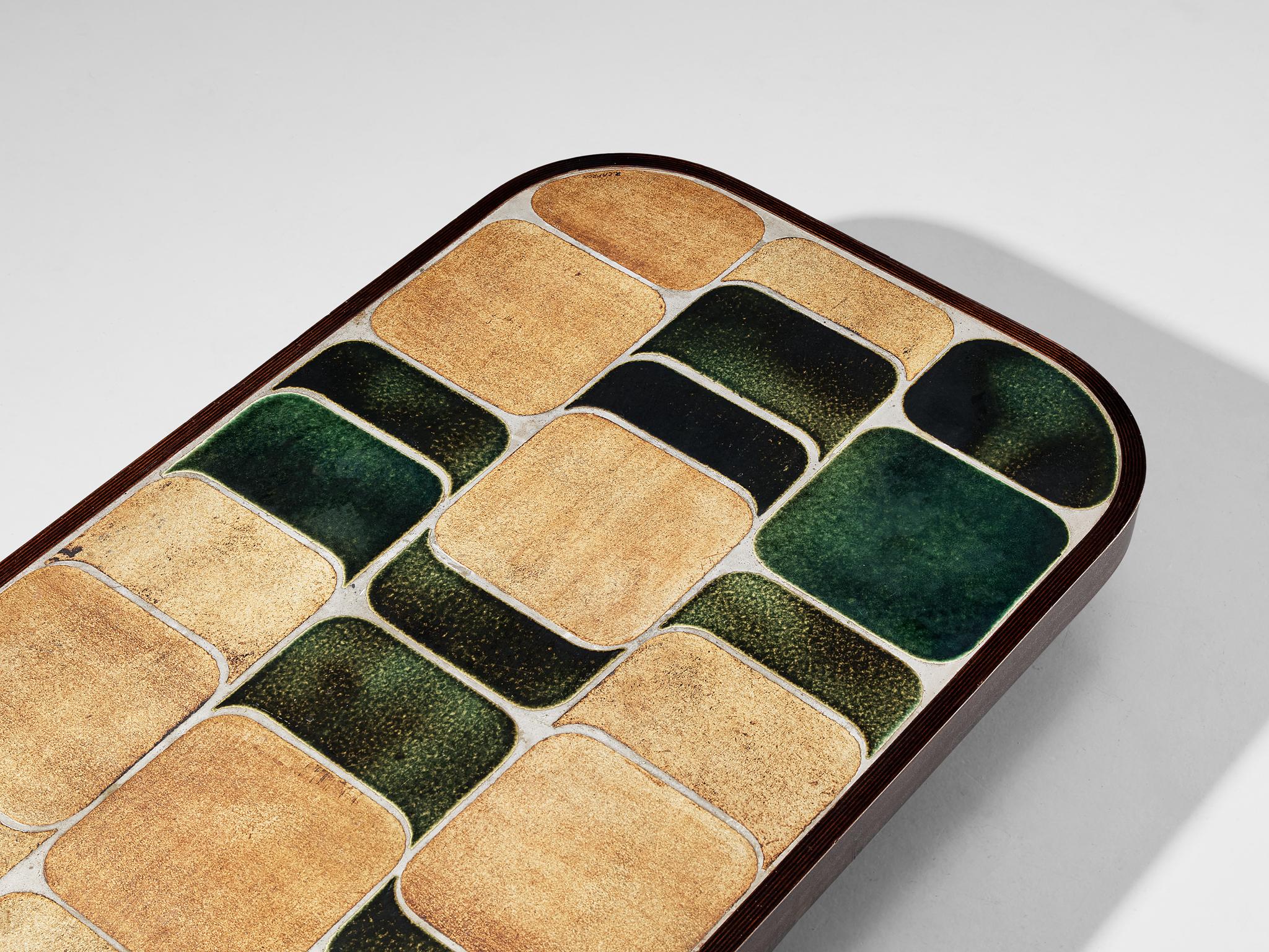 Roger Capron ‘Shogun’ Coffee Table in Ceramic and Mahogany 2