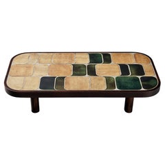 Roger Capron ‘Shogun’ Coffee Table in Ceramic and Mahogany