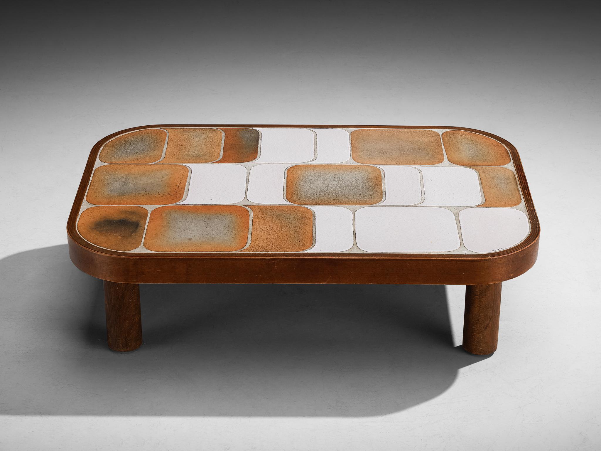 French Roger Capron 'Shogun' Coffee Table in Ceramic and Wood For Sale