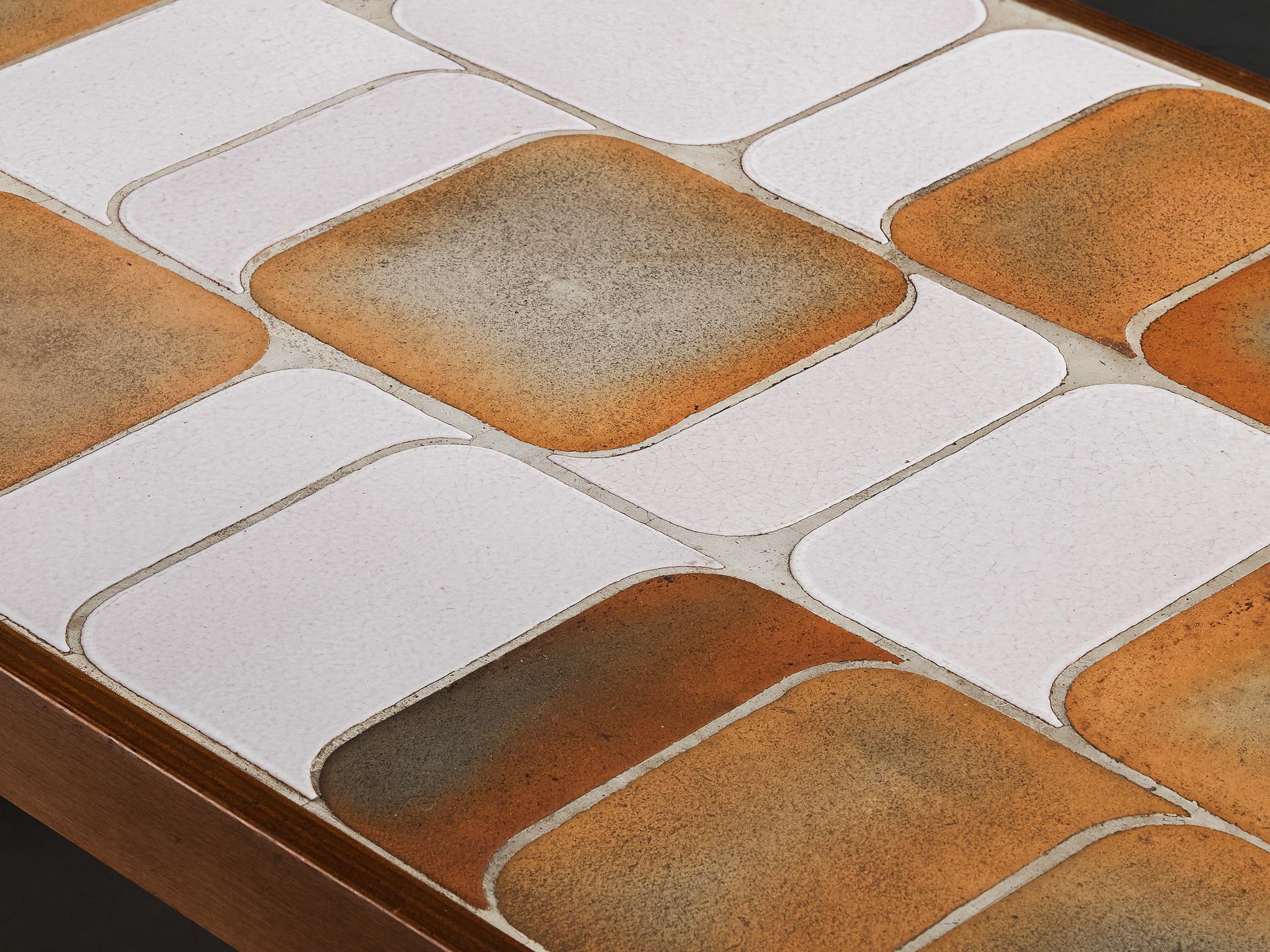 Roger Capron 'Shogun' Coffee Table in Ceramic and Wood In Good Condition For Sale In Waalwijk, NL