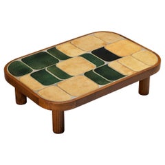 Table basse "Shogun" en céramique et bois de Roger Capron