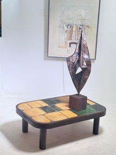 Roger Capron ‘Shogun’ Coffee Table in Ceramic France 1970 Brown and Green Color